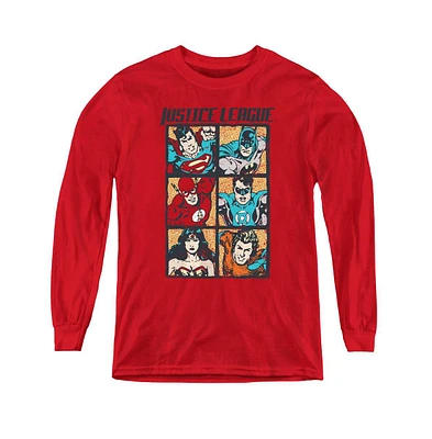Justice League Boys of America Youth Rough Panels Long Sleeve Sweatshirts