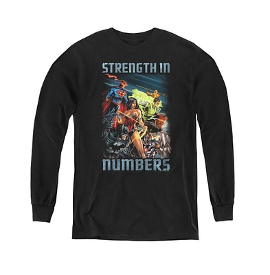 Justice League Boys of America Youth Strength Number Long Sleeve Sweatshirts