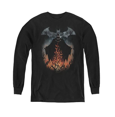 Batman Boys Youth Smoke & Fire Long Sleeve Sweatshirts