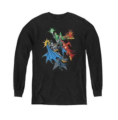 Justice League Boys of America Youth Action Stars Long Sleeve Sweatshirts