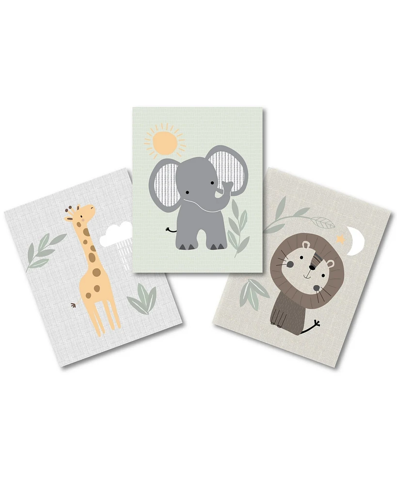 Lambs & Ivy Jungle Story 3-Piece Safari Animals Unframed Nursery Wall Art Decor