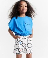 Epic Threads Girls Solid Side Tie Top Finchley Printed Midi Denim Shorts Created For Macys