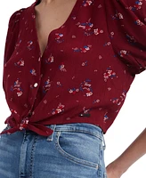 Tommy Jeans Women's Floral Balloon-Sleeve Tie-Front Blouse