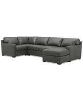 Radley 136" 4-Pc. Leather Square Corner Modular Chaise Sectional, Created for Macy's