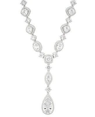 Arabella Cubic Zirconia Mixed Cut Teardrop 18" Lariat Necklace in Sterling Silver