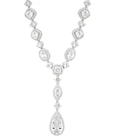 Arabella Cubic Zirconia Mixed Cut Teardrop 18" Lariat Necklace in Sterling Silver