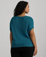 Lauren Ralph Plus Ribbed Crewneck Sweater