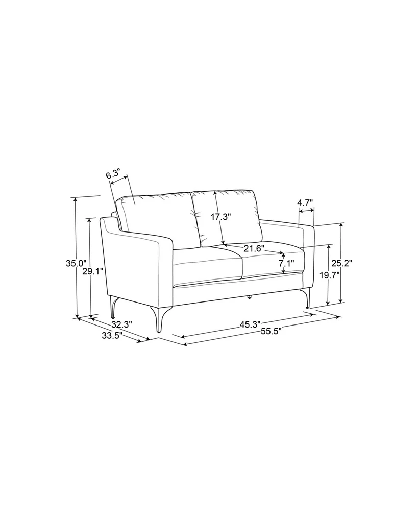 Serta 55.5"W Faux Leather Francis Loveseat