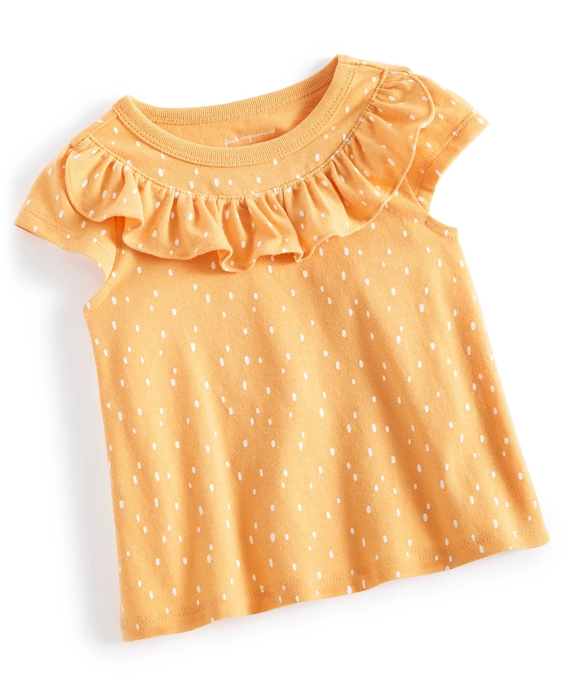 First Impressions Baby Girls Dot-Print Short-Sleeve Ruffled Top, Created for Macy's