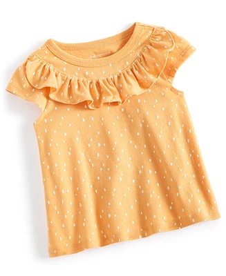 First Impressions Baby Girls Dot-Print Short-Sleeve Ruffled Top, Created for Macy's