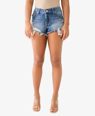 True Religion Women's Mid Rise Booty Short