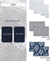 Nautica Logo Knit 2 Piece Bath Rug Set, 20" x 32"