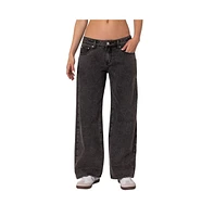 Edikted Women's Raelynn Washed Low Rise Jeans