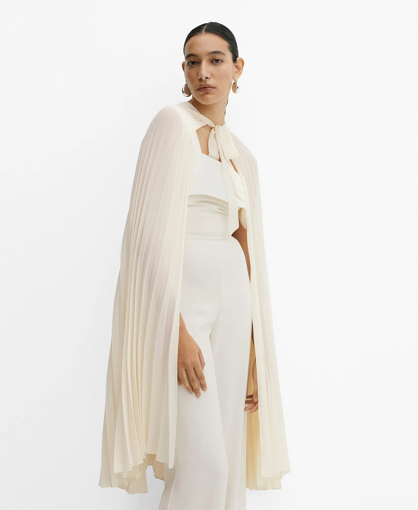 Mango Women's Bow Detail Pleated Cape