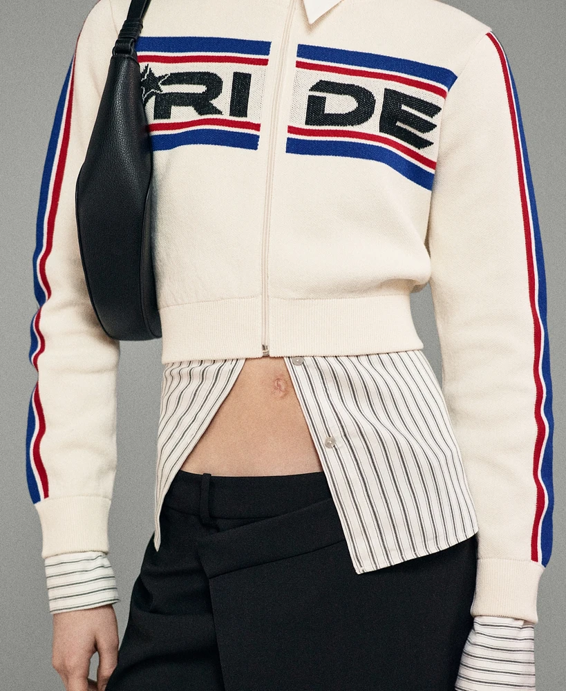 Mango Women's Zipper Crop Cardigan