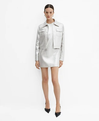 Mango Women's Short Foil Effect Dress