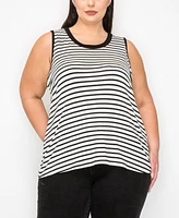 Coin 1804 Plus Yarn Dye Stripe Contrast Double Binding Swing Tank Top