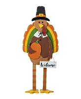 Glitzhome 30.25"H Thanksgiving Wooden Turkey Porch Decor