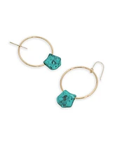 Robert Lee Morris Soho Turquoise Patina Petal Charm Hoop Earrings