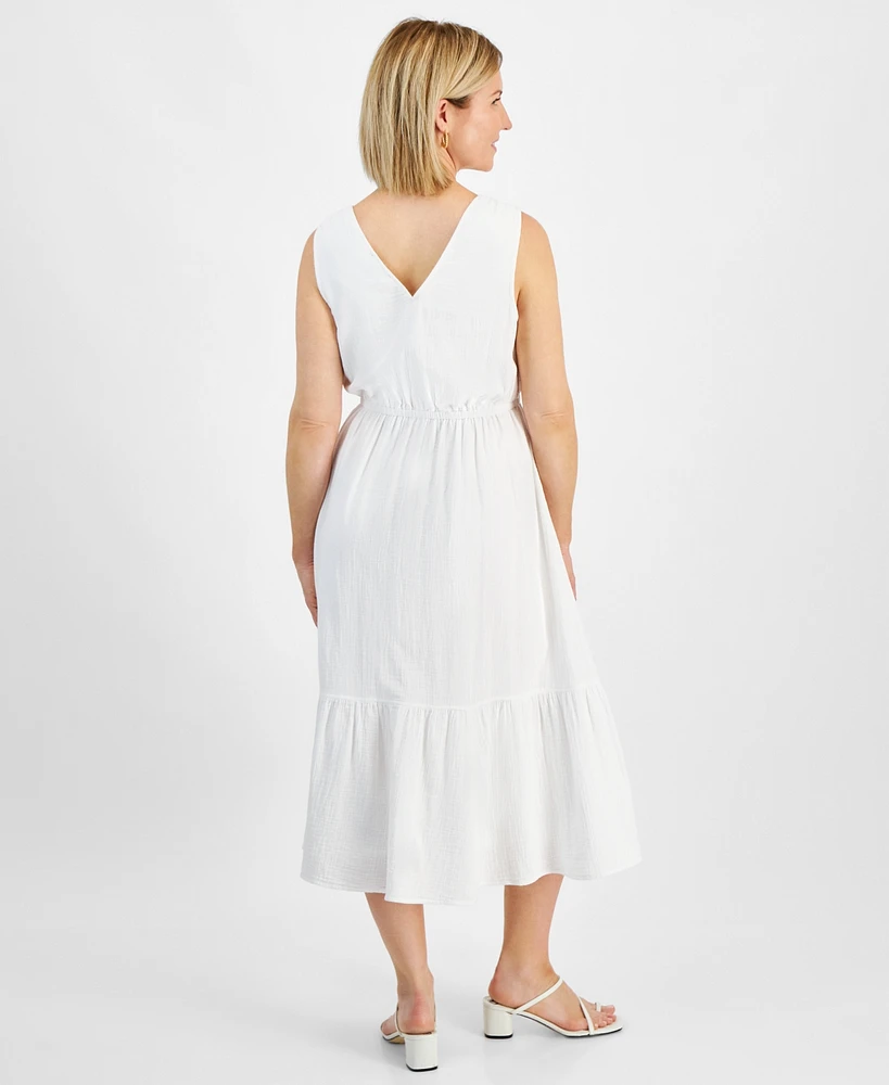 Style & Co Petite Drawstring-Waist Sleeveless Midi Dress, Created for Macy's