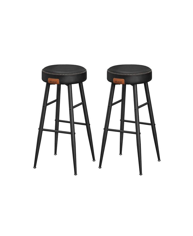 Slickblue Set Of 2, Kitchen Bar Stools, Breakfast Synthetic Leather With Stitching