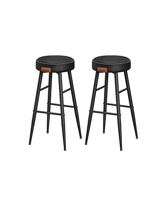 Slickblue Set Of 2, Kitchen Bar Stools, Breakfast Synthetic Leather With Stitching