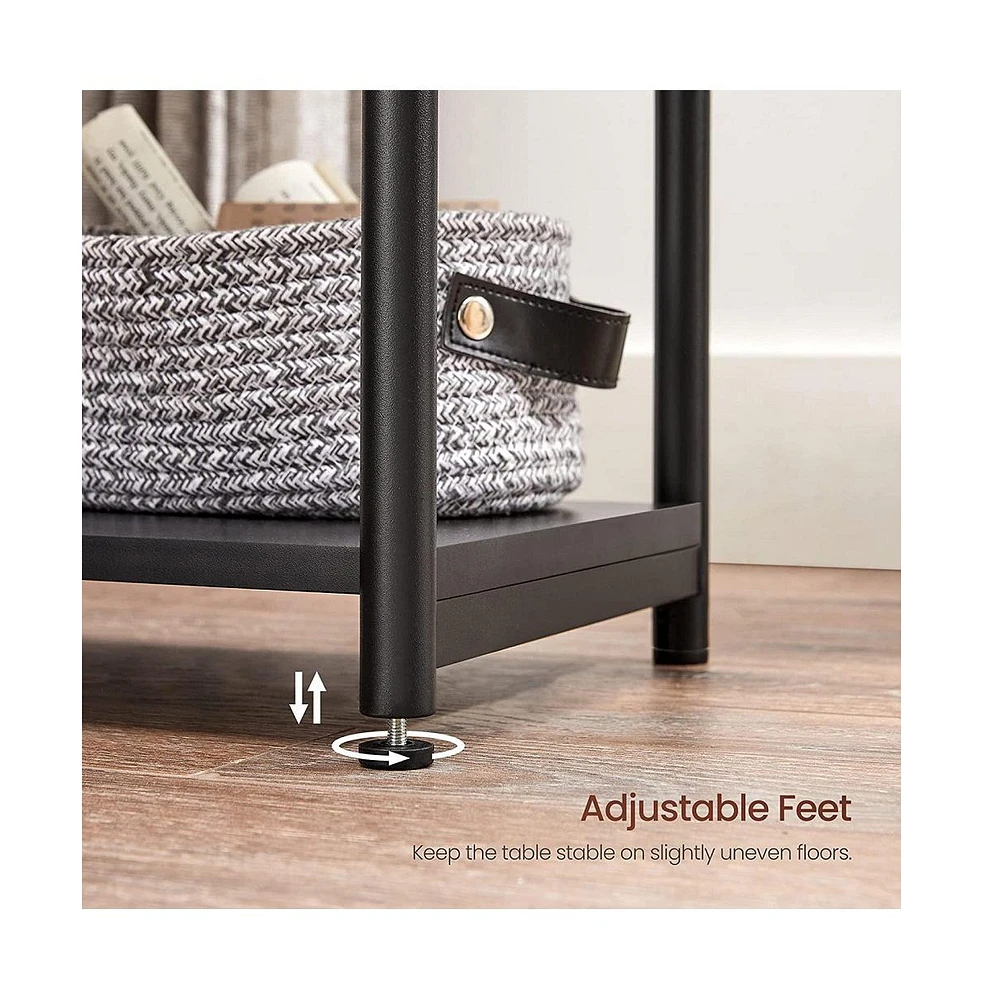 Slickblue Set Of 2 Industrial End Table Side With Storage Shelf