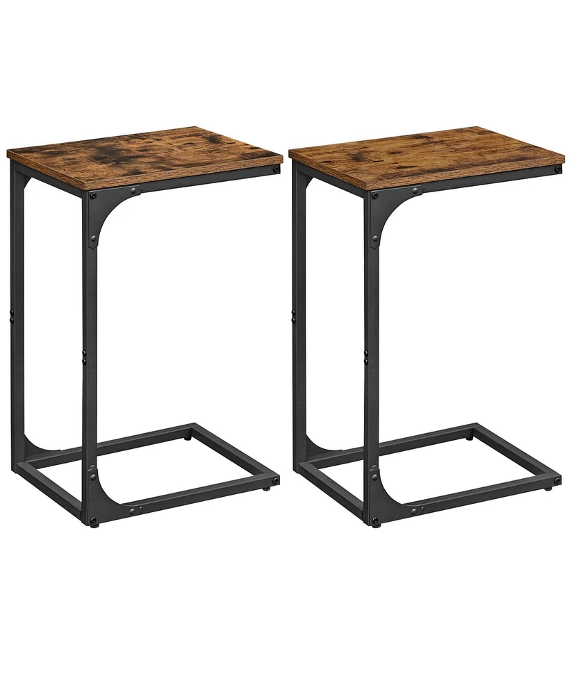 Slickblue C-shaped End Table with Steel Frame Set Of 2