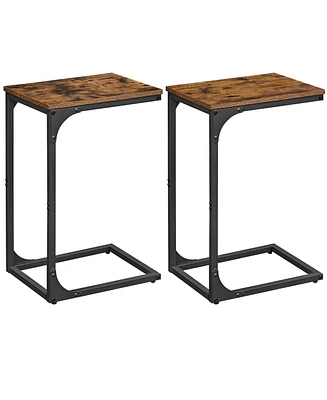 Slickblue C-shaped End Table with Steel Frame Set Of 2