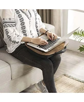 Slickblue Lap Desk, Bed Tray, Laptop Table With Handle, Cushion, Rustic Brown