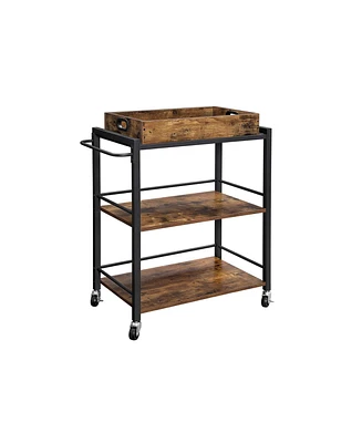 Slickblue 3-Tier Kitchen Utility Cart on Wheels with Storage, Universal Casters
