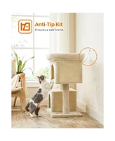 Slickblue Cat Tree With Plush Condos, Sisal-covered Scratching Posts, Furniture For Kittens