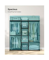 Slickblue Freestanding Closet Organizer, Portable Wardrobe with Hanging Rods