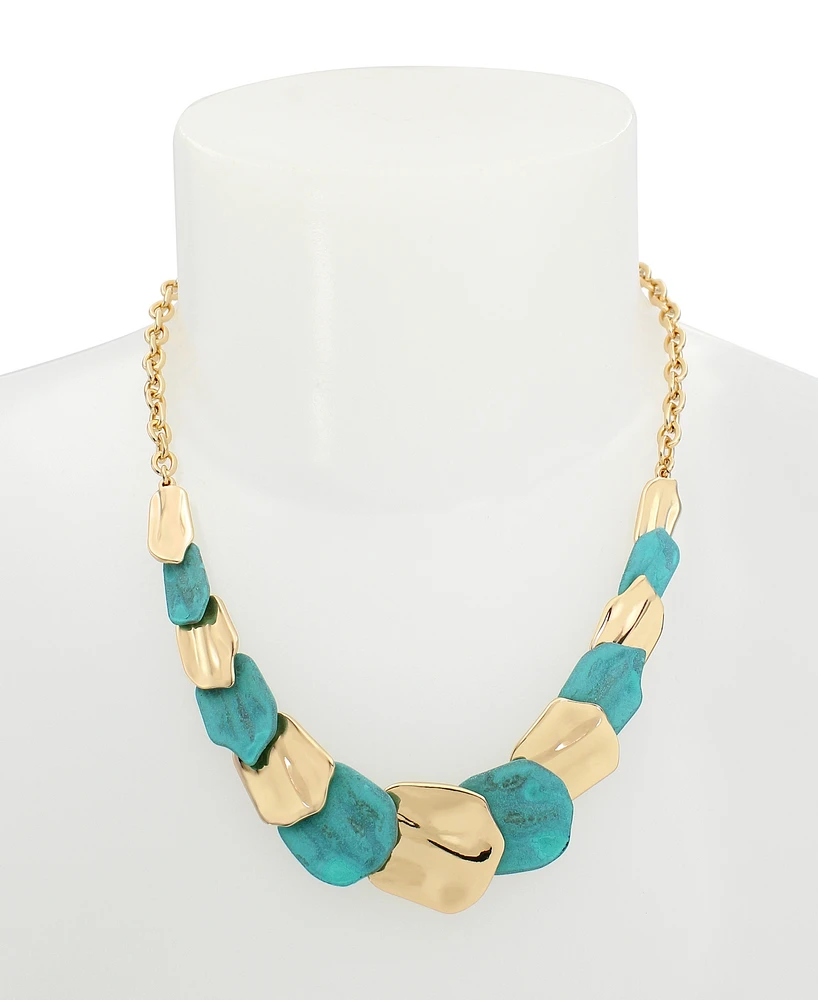 Robert Lee Morris Soho Turquoise Patina Petal Layered Bib Necklace