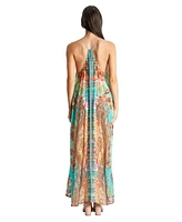 La Moda Clothing Women's Maxi Boho Art T back Dress with pockets