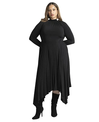 Eloquii Plus Pleated Skirt Raglan Dress