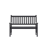 Andover Indoor/Outdoor Patio Bench/Dual-Person Loveseat With Slatted Acacia Wood Design For Use In Sunroom, Backyard, Porch, Or Garden