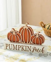 Glitzhome 11.75"L Fall Wooden "Pumpkin Patch" Pumpkins Table Sign