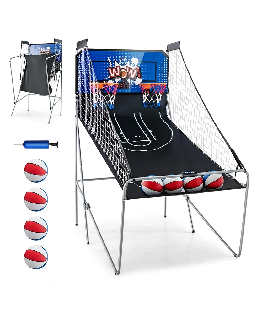 Costway Dual Shot Basketball Arcade Game with 8 Modes Sound Electronic Scoring