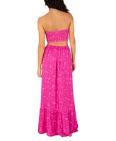 Hurley Juniors' Hibiscus Strapless Side-Cutout Maxi Dress