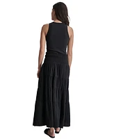 Dkny Jeans Women's Cotton Smocked-Waist Tiered Maxi Skirt