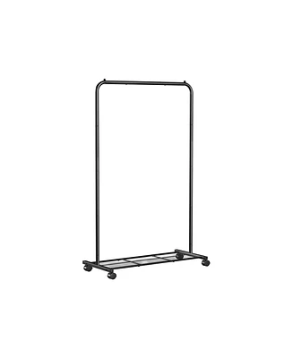 Slickblue Clothes Rack with Wheels, Garment Rack, Dense Mesh Shelf, 2 Brakes, Sturdy Steel Frame