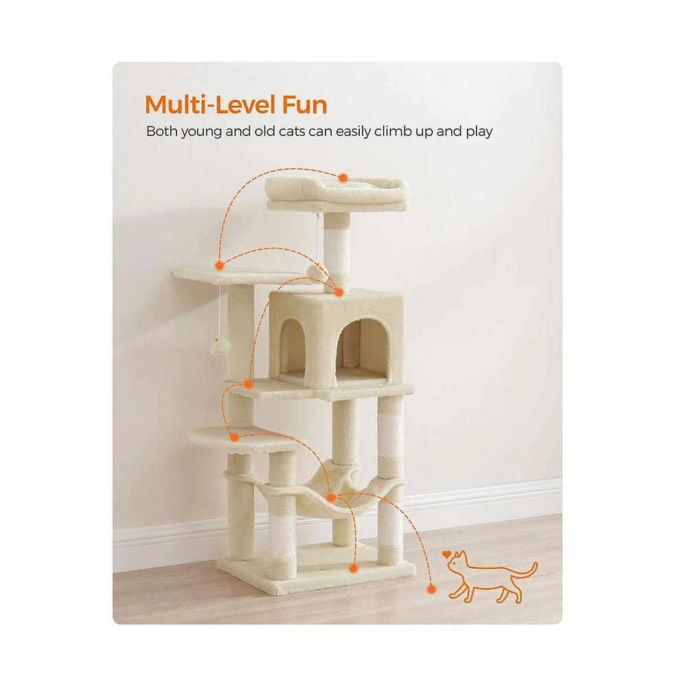 Slickblue Cat Tree, Tower, Condo With Scratching Posts, Hammock, Plush Perch, Activity Center