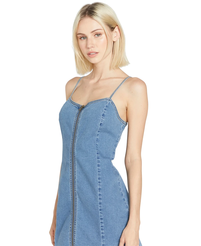Volcom Juniors' Stone Step Zip-Front Denim Mini Dress