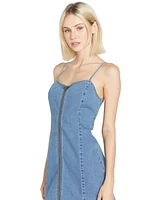 Volcom Juniors' Stone Step Zip-Front Denim Mini Dress