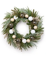 Holiday Lane Shine Bright Wreath with Ornaments & Berries, Created for Macy's