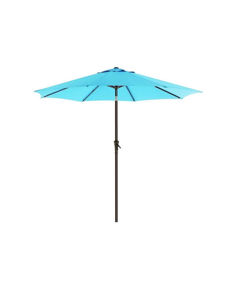 Slickblue Outdoor Table Umbrella, Sun Shade, Octagonal Polyester Canopy, with Tilt and Crank Mechanism