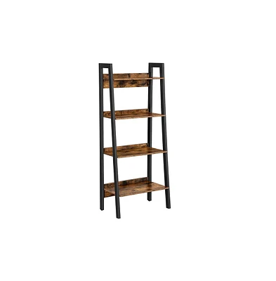 Slickblue Industrial Ladder, 4-tier Bookshelf With Backboard, Storage Rack Shelf Unit, Bathroom, Living Room