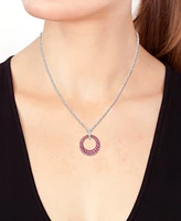 Effy Ruby (2-3/4 ct. t.w.) & Diamond Accent Circle 18" Pendant Necklace Sterling Silver (Also available Pink Sapphire Sapphire)