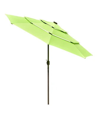 Yescom 10 Ft 3 Tier Patio Umbrella with Solar Led Crank Tilt Button Outdoor Yard Home